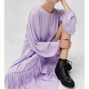 Anthropologie maxi midi dress purple XL NWT